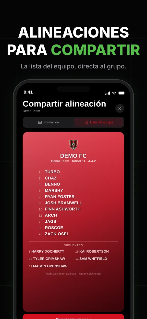 Team list share
